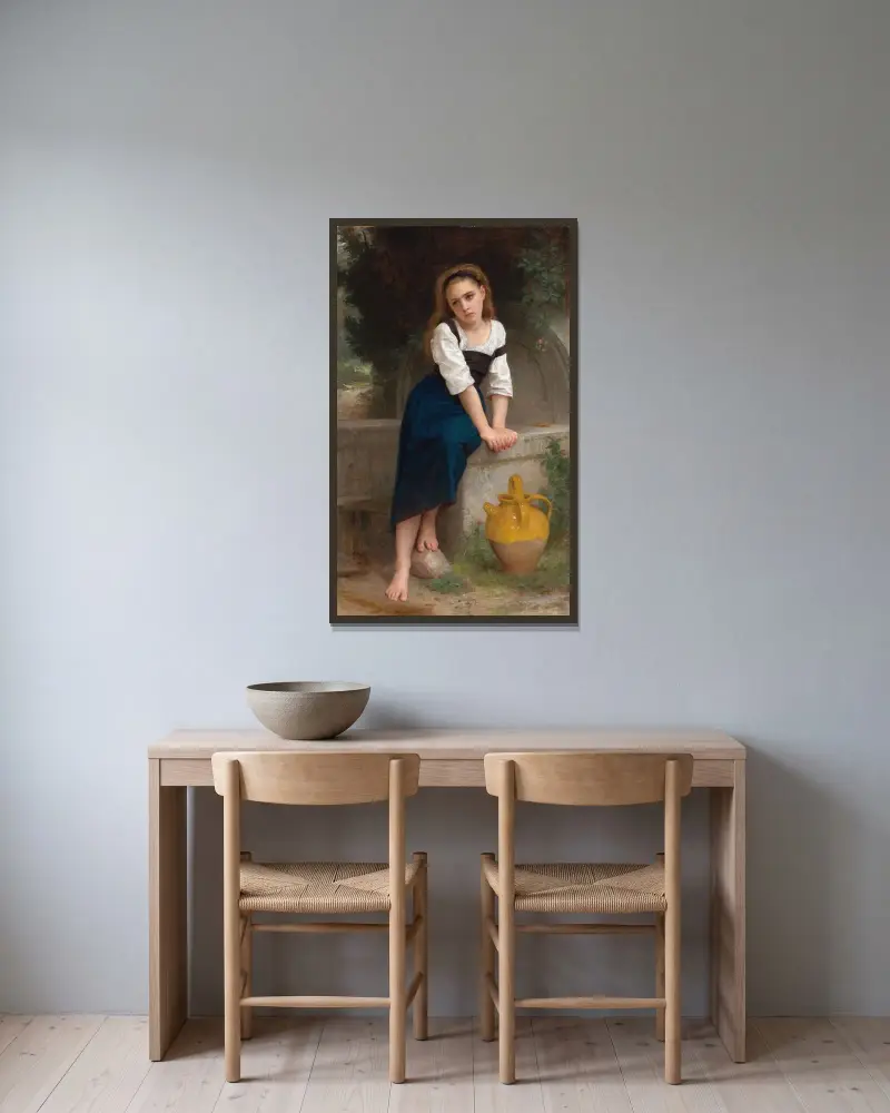 Föräldralös vid fontänen av William Bouguereau inramad på en vägg