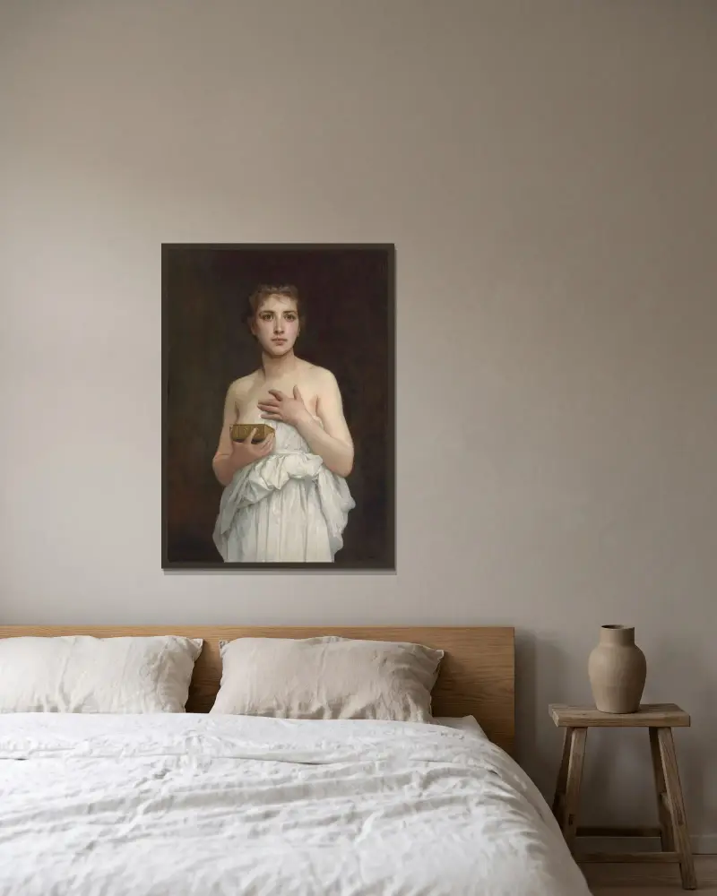 Pandora av William Bouguereau inramad på en vägg