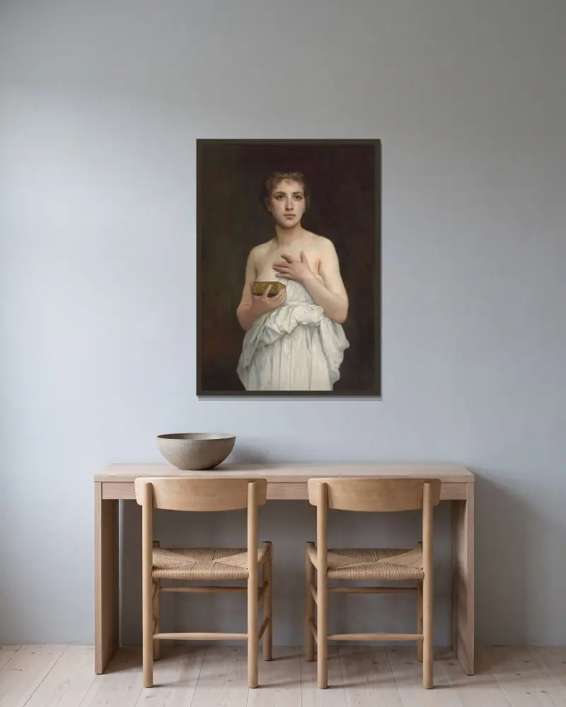 Pandora av William Bouguereau inramad på en vägg
