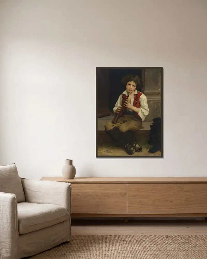 Pifferaro av William Bouguereau inramad på en vägg