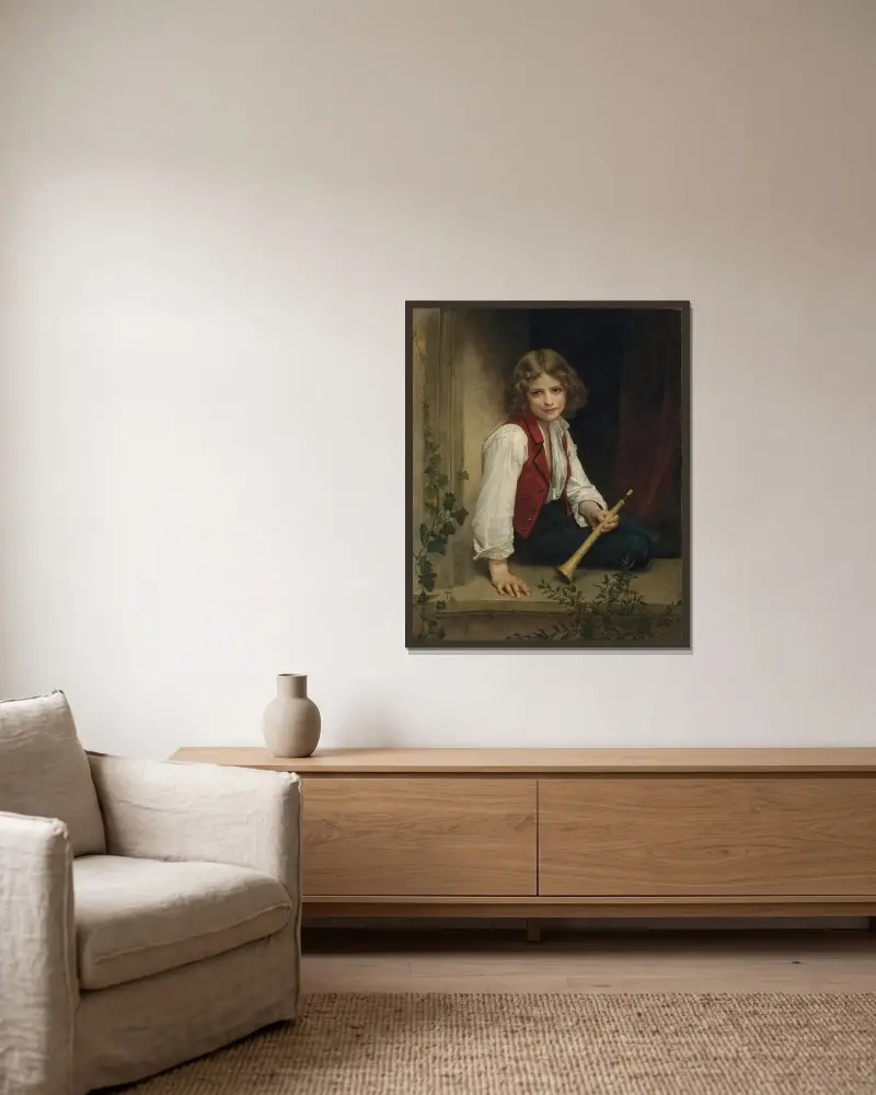 Pifferaro av William Bouguereau inramad på en vägg
