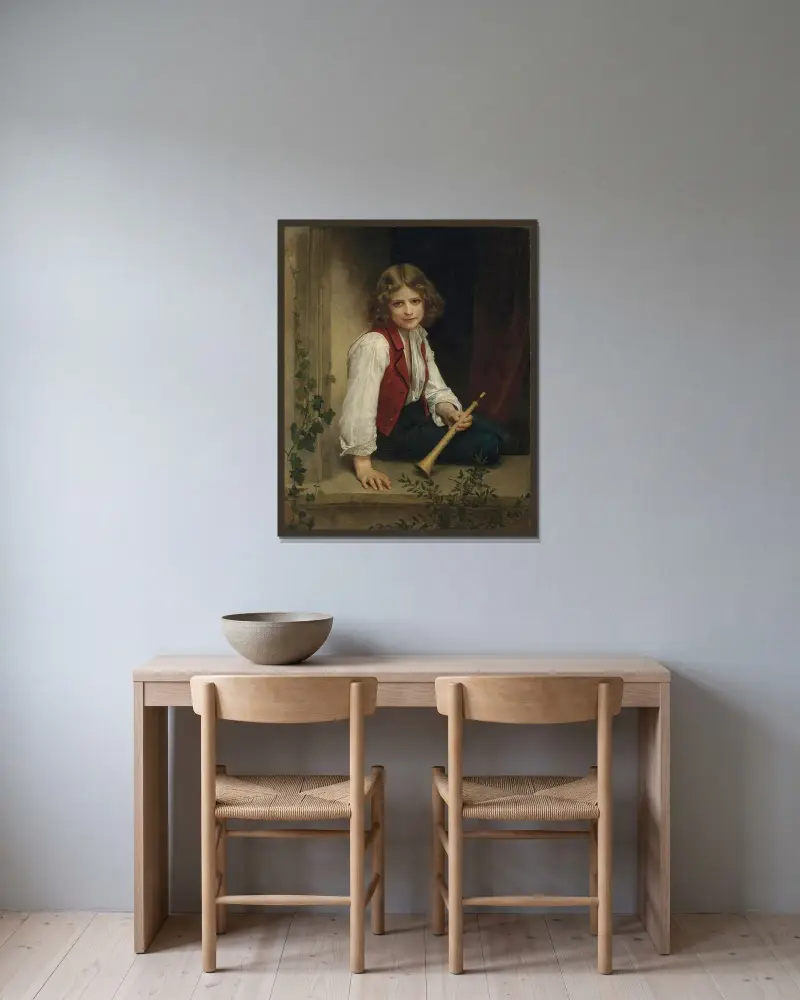 Pifferaro av William Bouguereau inramad på en vägg