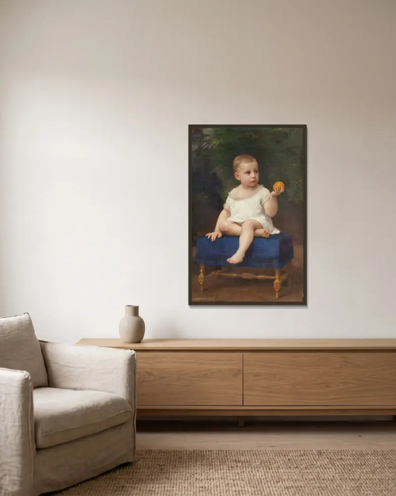 Porträtt av ett barn till Madame Porter av William Bouguereau inramad på en vägg
