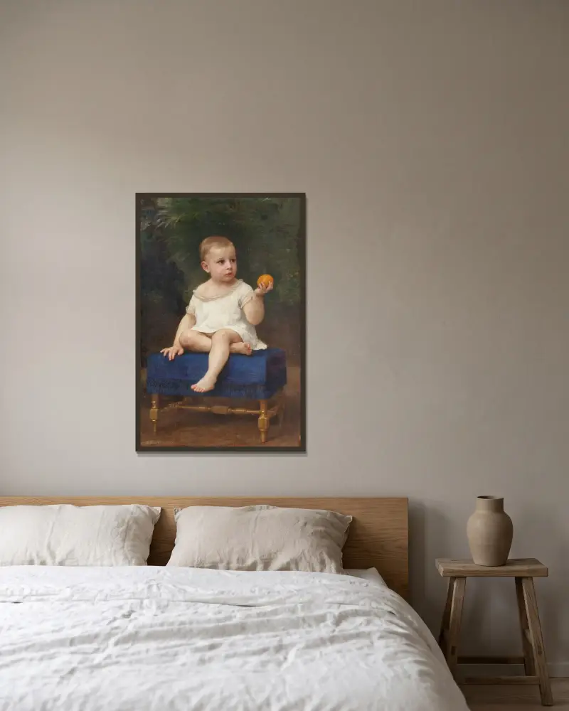 Porträtt av ett barn till Madame Porter av William Bouguereau inramad på en vägg