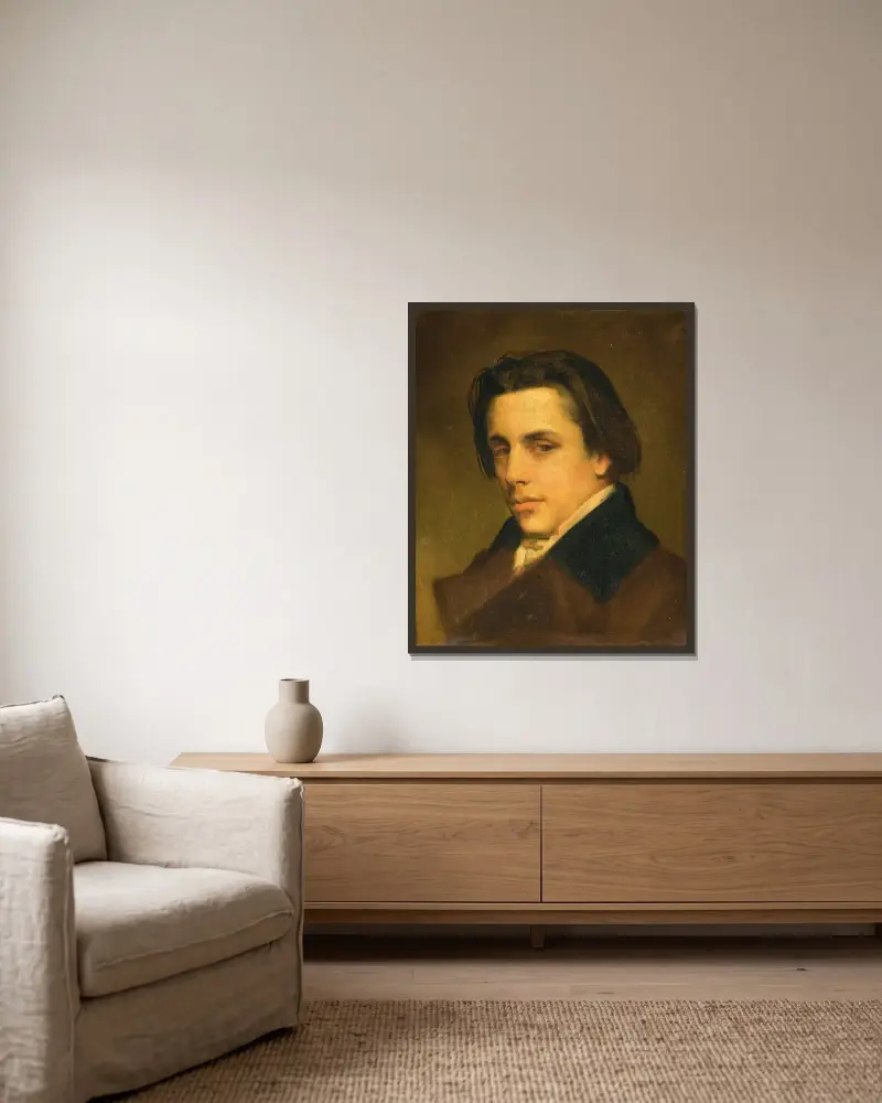 Porträtt av en man av William Bouguereau inramad på en vägg