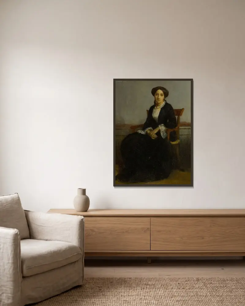 Porträtt av Céline Geneviève av William Bouguereau inramad på en vägg