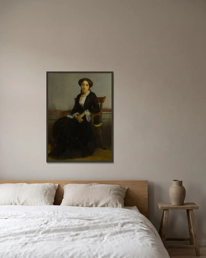 Porträtt av Céline Geneviève av William Bouguereau inramad på en vägg