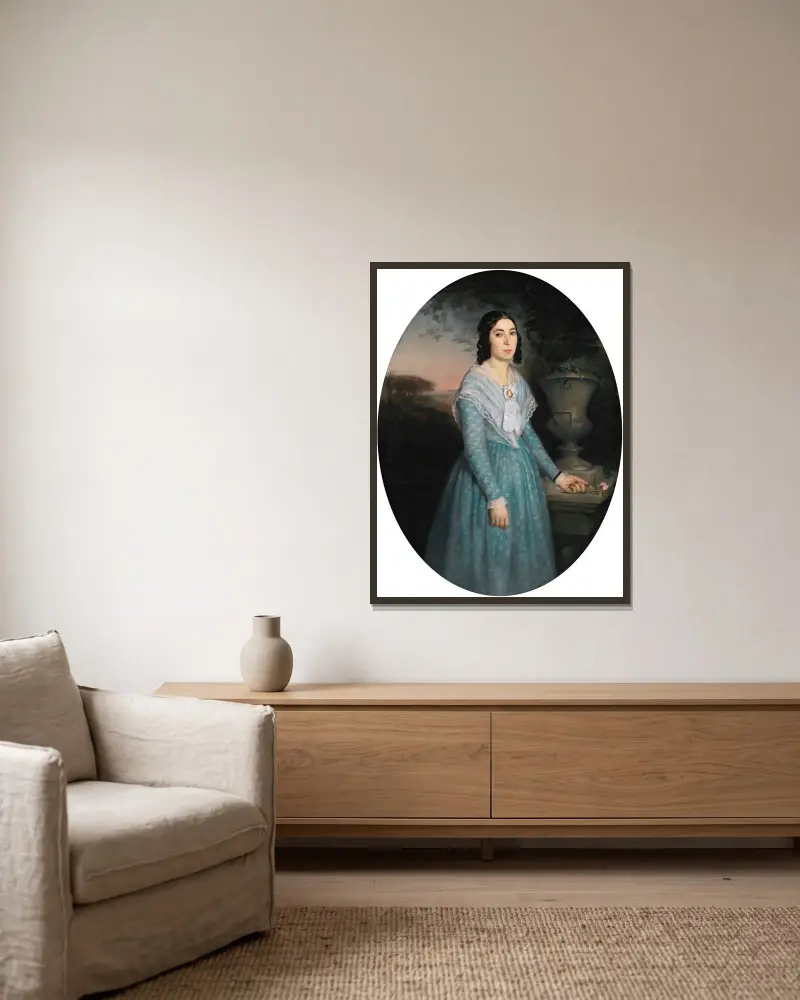 Portrait Of Marie-Célina Brieu av William Bouguereau inramad på en vägg