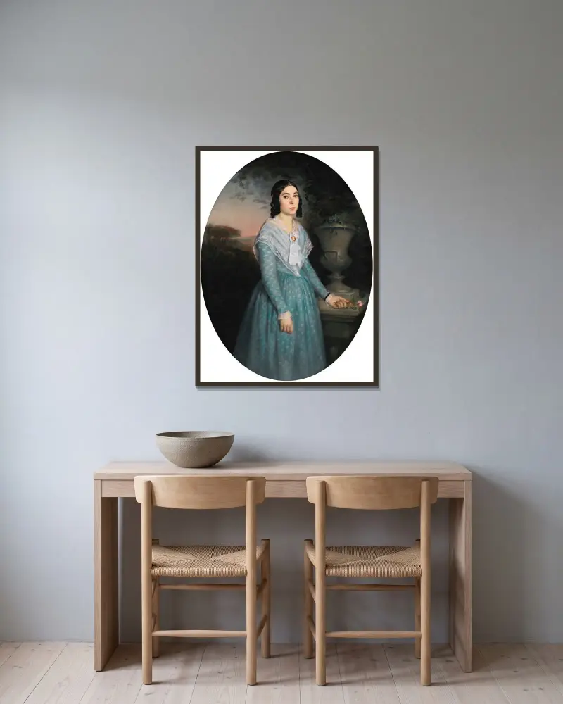 Portrait Of Marie-Célina Brieu av William Bouguereau inramad på en vägg