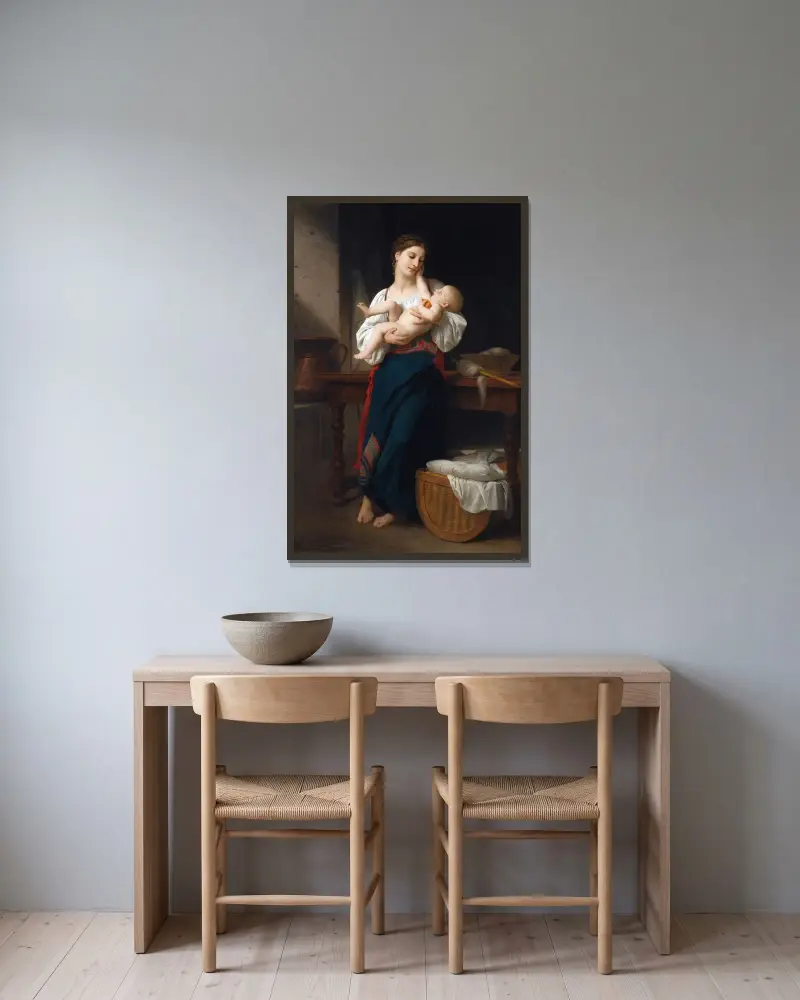 Premières caresse von William Bouguereau gerahmt an einer Wand