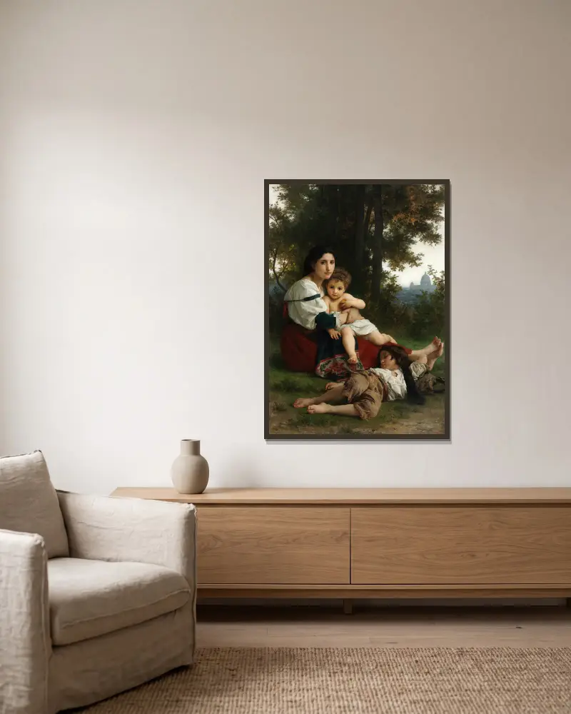 Odpočinek, William Bouguereau v rámu na stěně