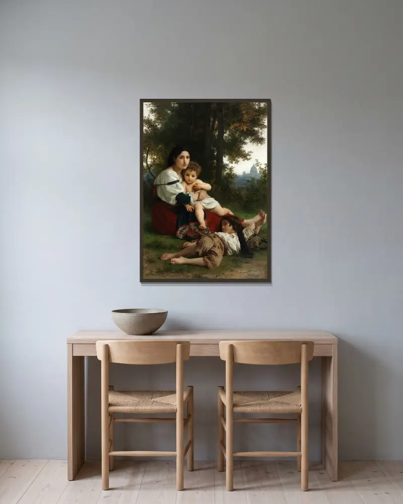 Odpočinek, William Bouguereau v rámu na stěně