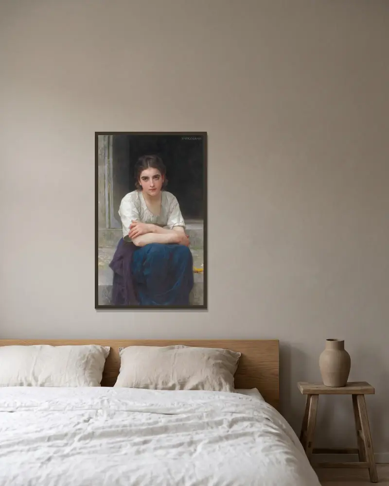 Drömmeri vid tröskeln av William Bouguereau inramad på en vägg