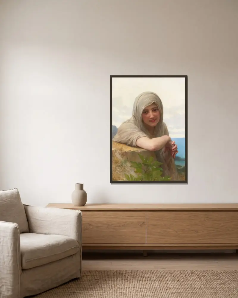 Souvenir av William Bouguereau inramad på en vägg