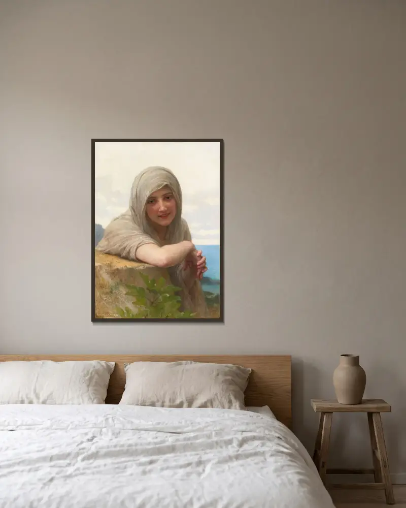 Souvenir av William Bouguereau inramad på en vägg