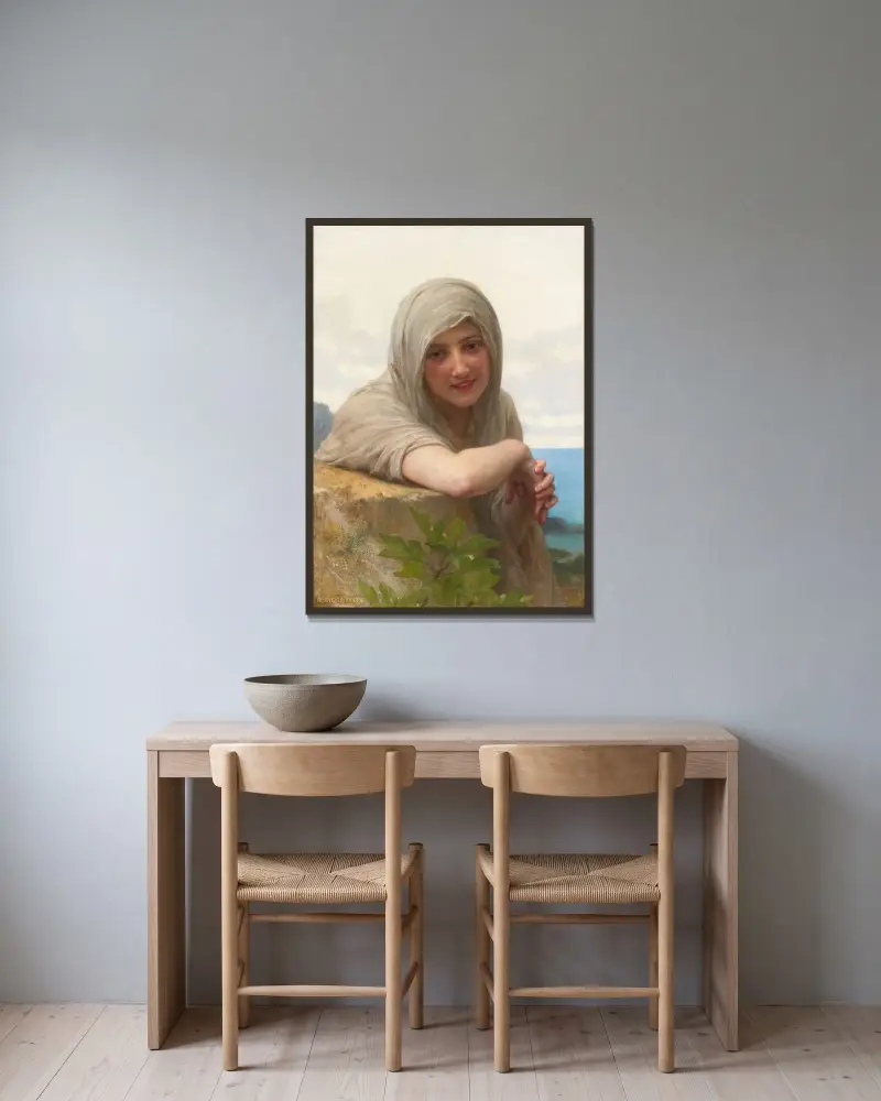 Souvenir av William Bouguereau inramad på en vägg