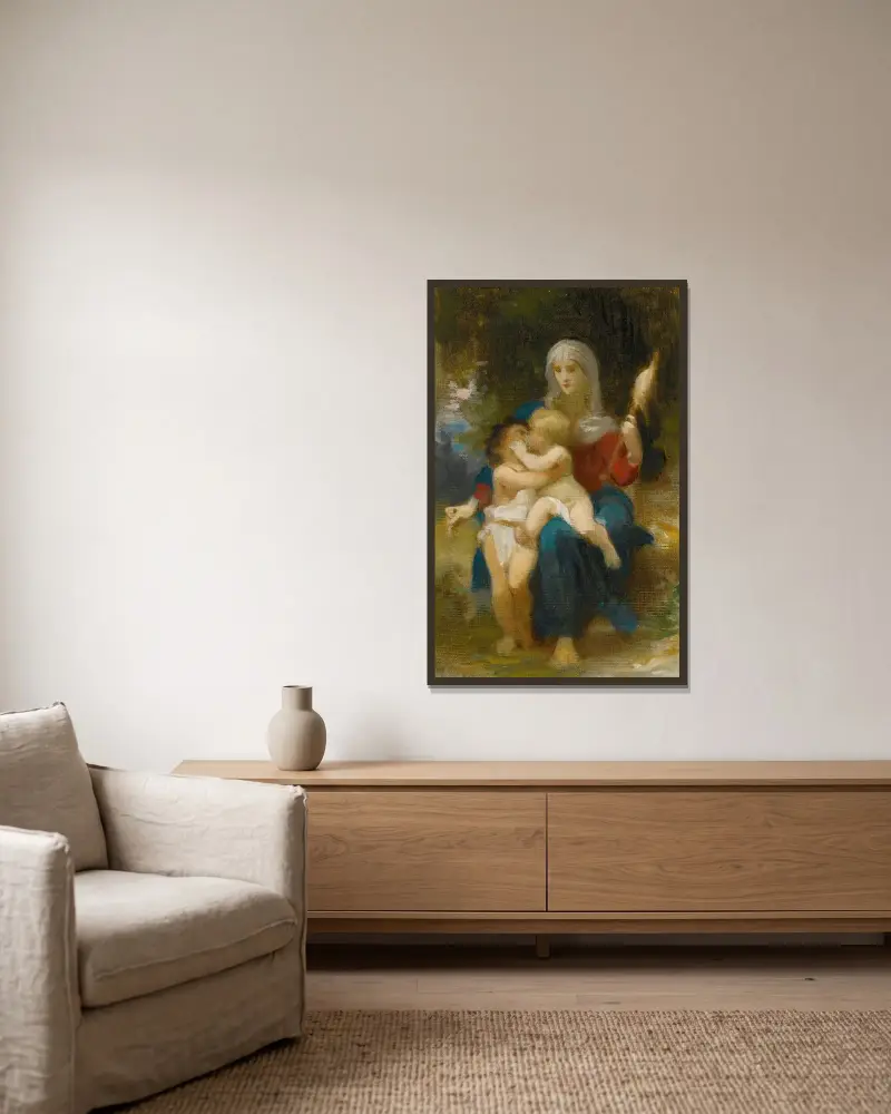 Study For Sainte Famille von William Bouguereau gerahmt an einer Wand