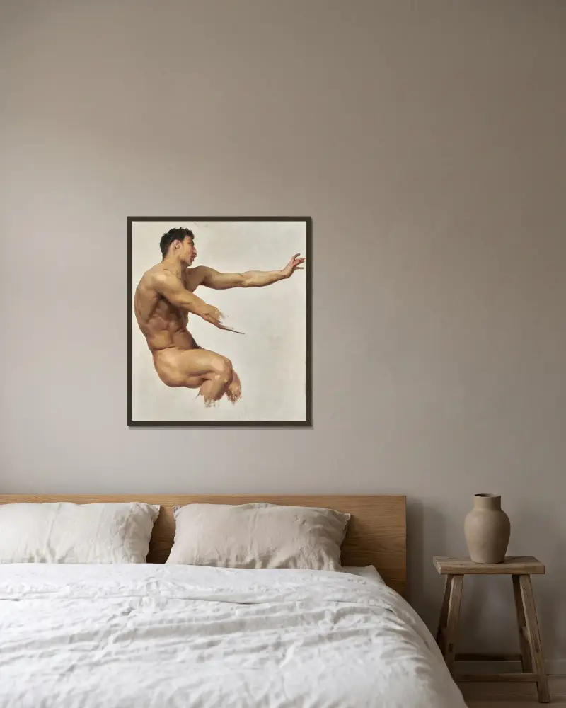 Studie av satyr för nymfer och satyr av William Bouguereau inramad på en vägg