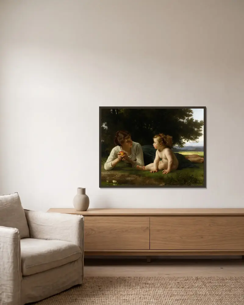 Kuszenie, William Bouguereau w ramie na ścianie