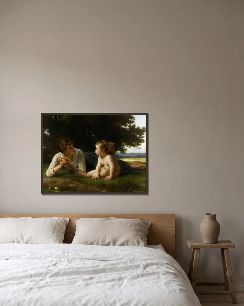 Kuszenie, William Bouguereau w ramie na ścianie
