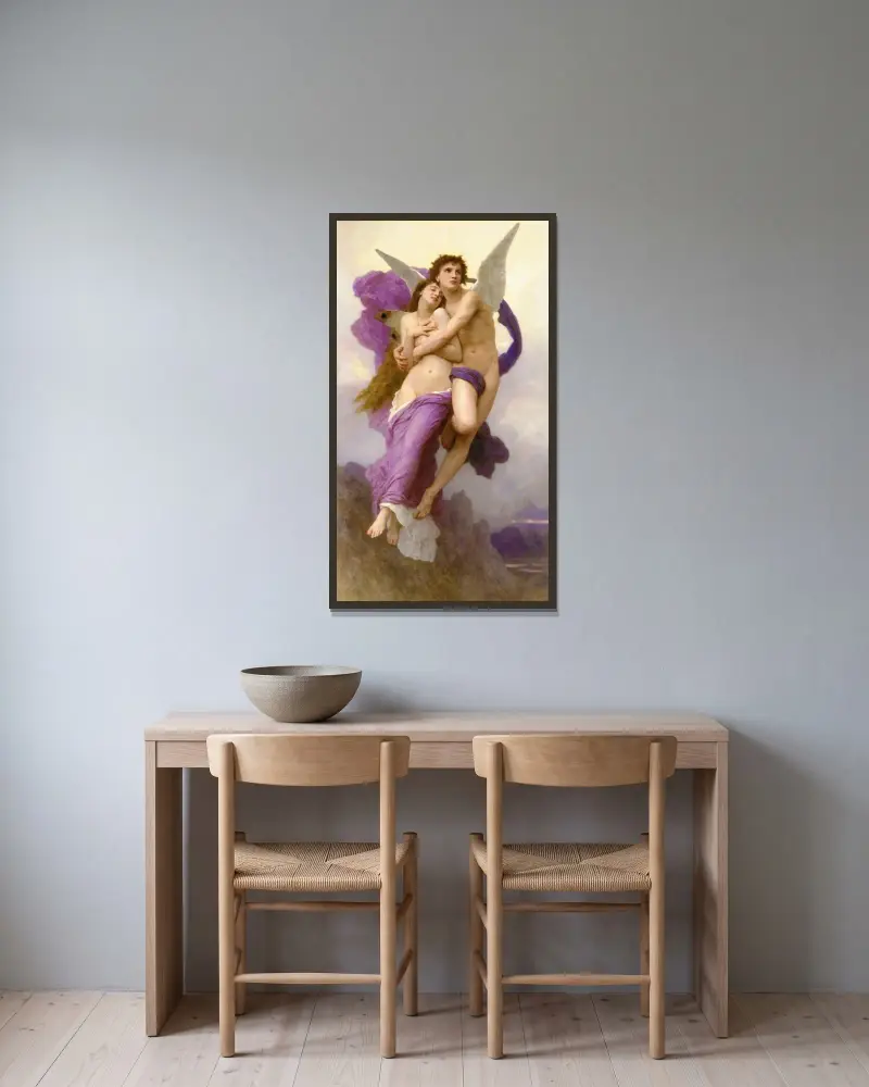 Rövandet av Psyche av William Bouguereau inramad på en vägg