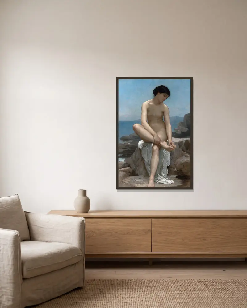 Koupající se, 1879, William Bouguereau v rámu na stěně