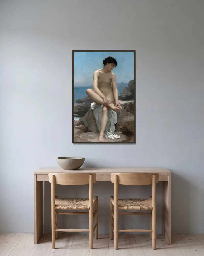 Koupající se, 1879, William Bouguereau v rámu na stěně