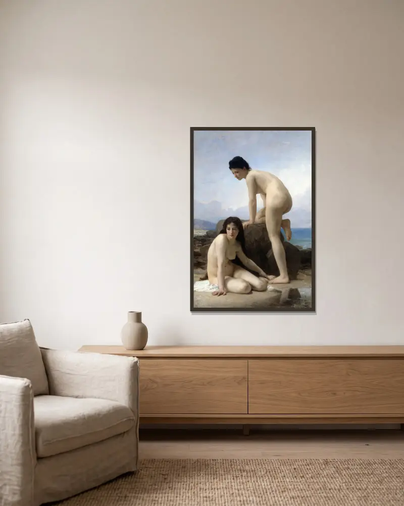 Koupající se, 1884, William Bouguereau v rámu na stěně
