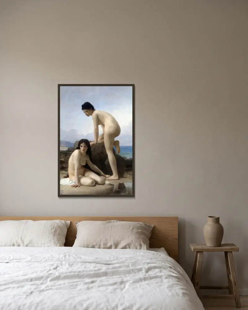 Koupající se, 1884, William Bouguereau v rámu na stěně