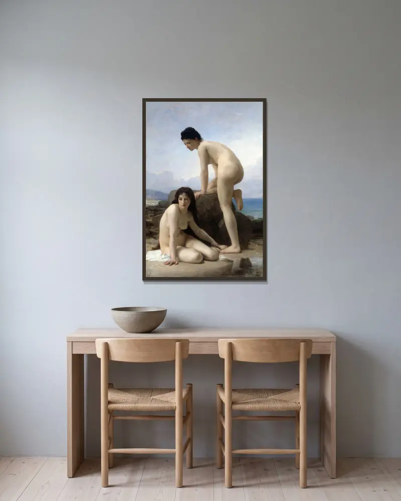 Koupající se, 1884, William Bouguereau v rámu na stěně