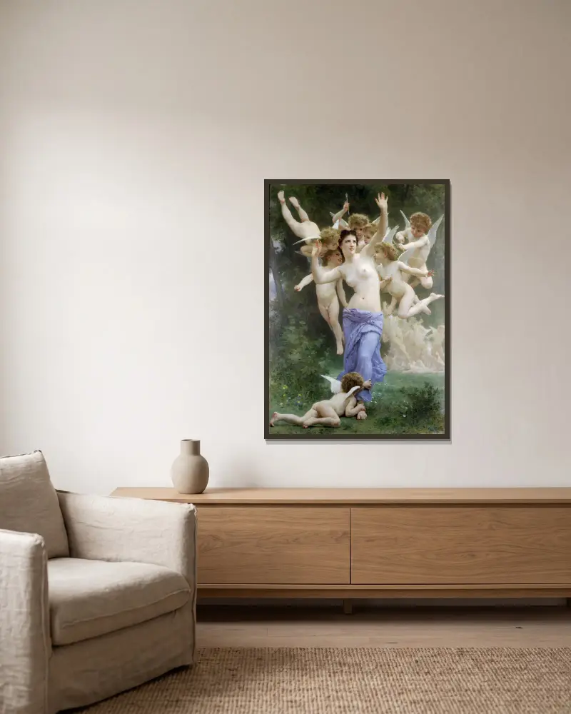 Die Invasion von William Bouguereau gerahmt an einer Wand