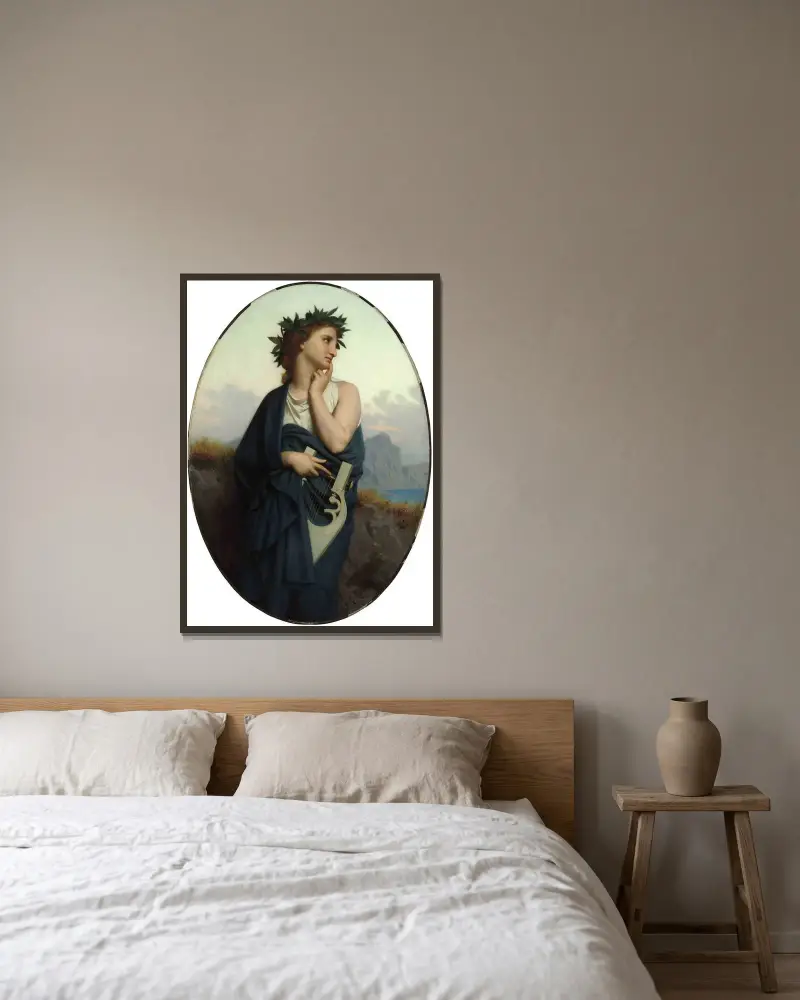 The Muse (Philomèle) von William Bouguereau gerahmt an einer Wand