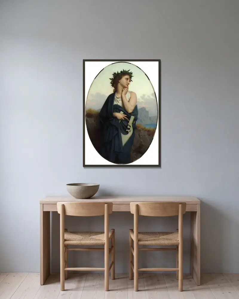 The Muse (Philomèle) von William Bouguereau gerahmt an einer Wand