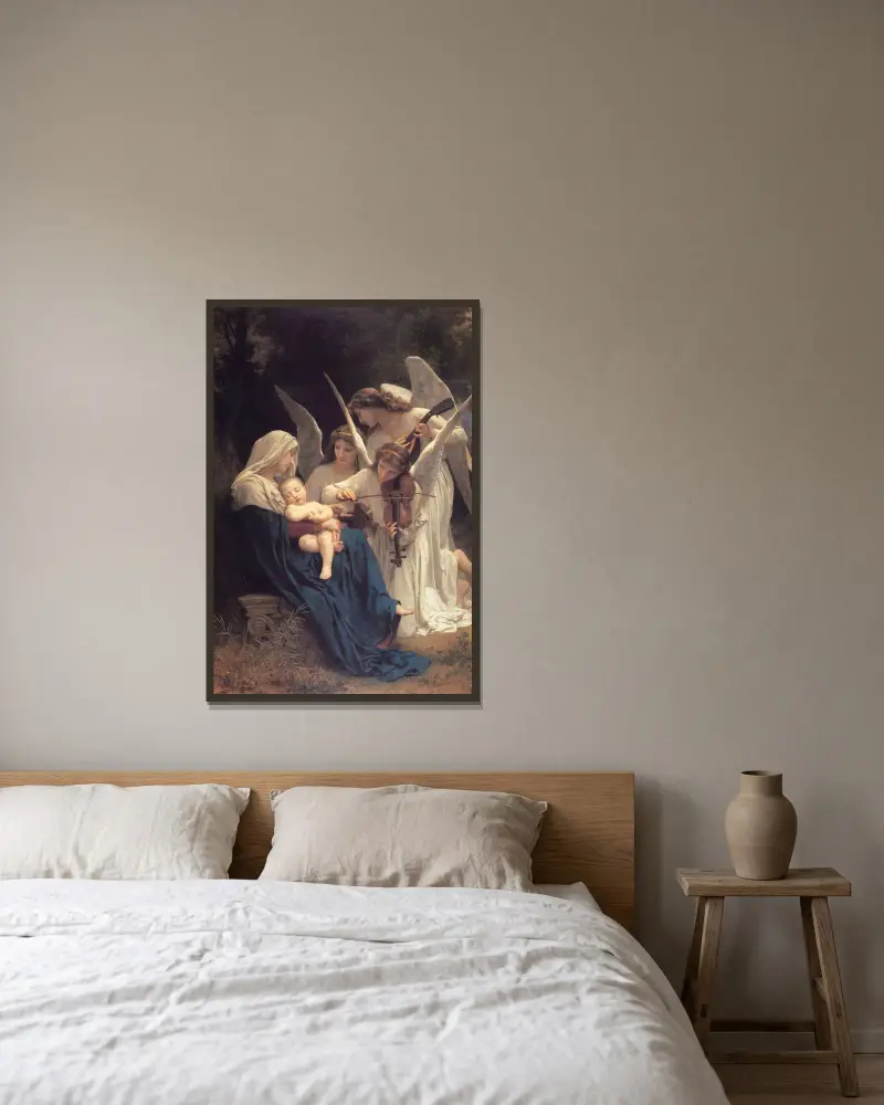 The song of the angels av William Bouguereau inramad på en vägg