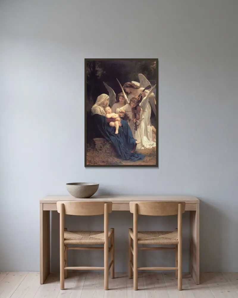 The song of the angels av William Bouguereau inramad på en vägg