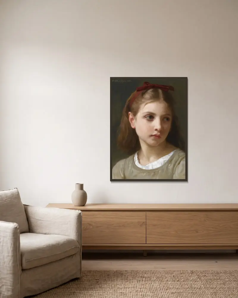 En liten flicka av William Bouguereau inramad på en vägg