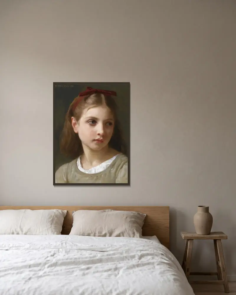 En liten flicka av William Bouguereau inramad på en vägg