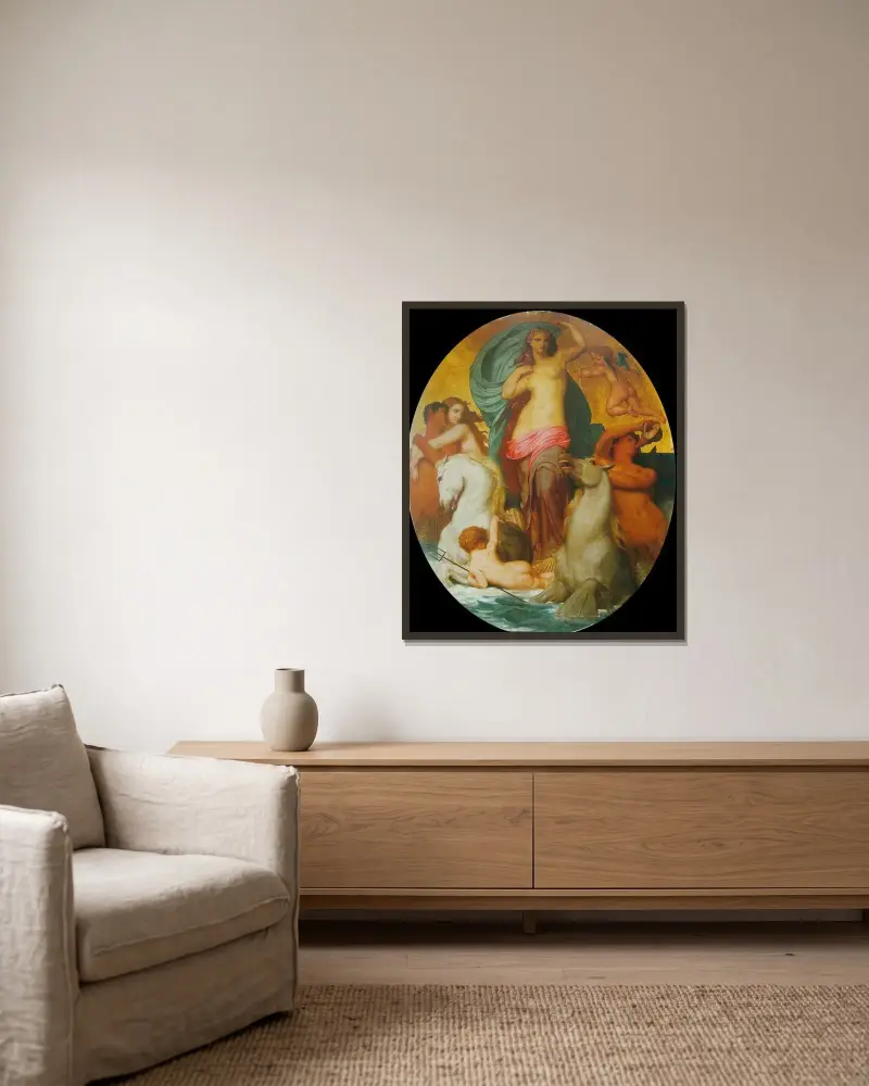 Venus Triumphant von William Bouguereau gerahmt an einer Wand