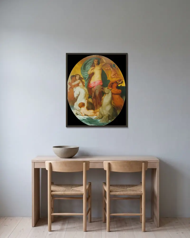 Venus Triumphant von William Bouguereau gerahmt an einer Wand