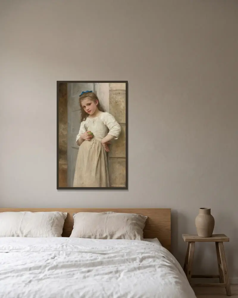 Yvonne Sur Le Pas De La Porte av William Bouguereau inramad på en vägg