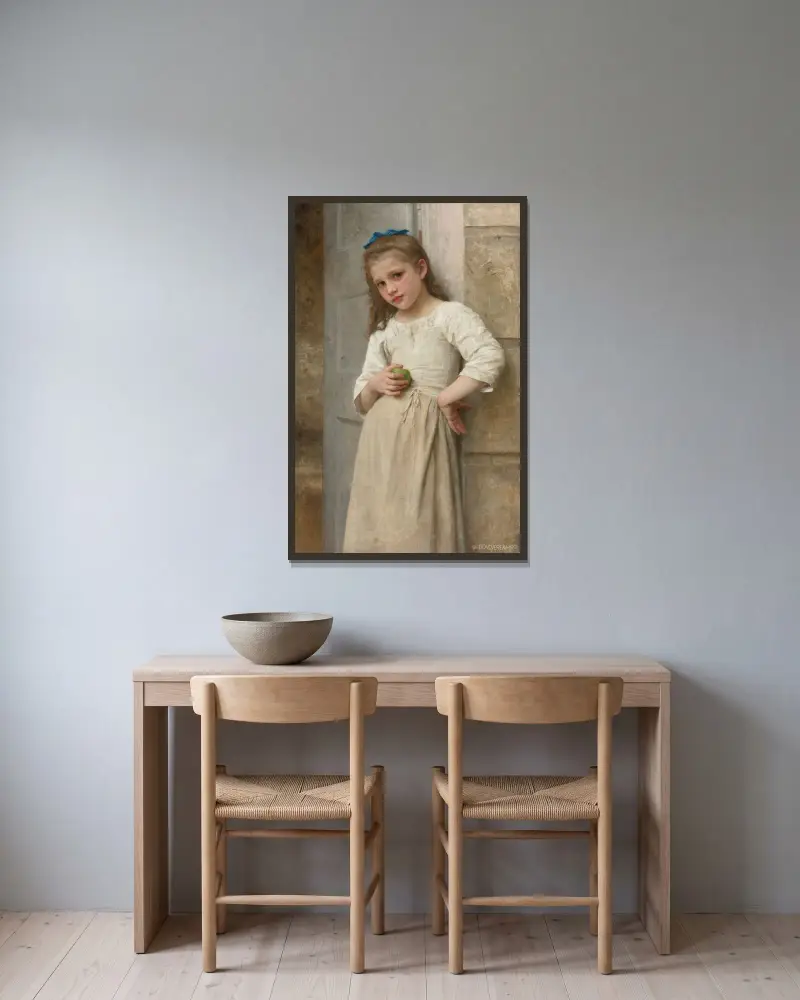 Yvonne Sur Le Pas De La Porte av William Bouguereau inramad på en vägg