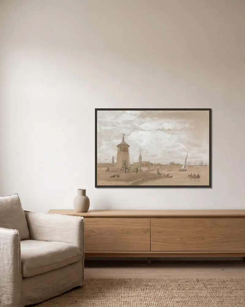 Harwich, Essex av William Daniell inramad på en vägg