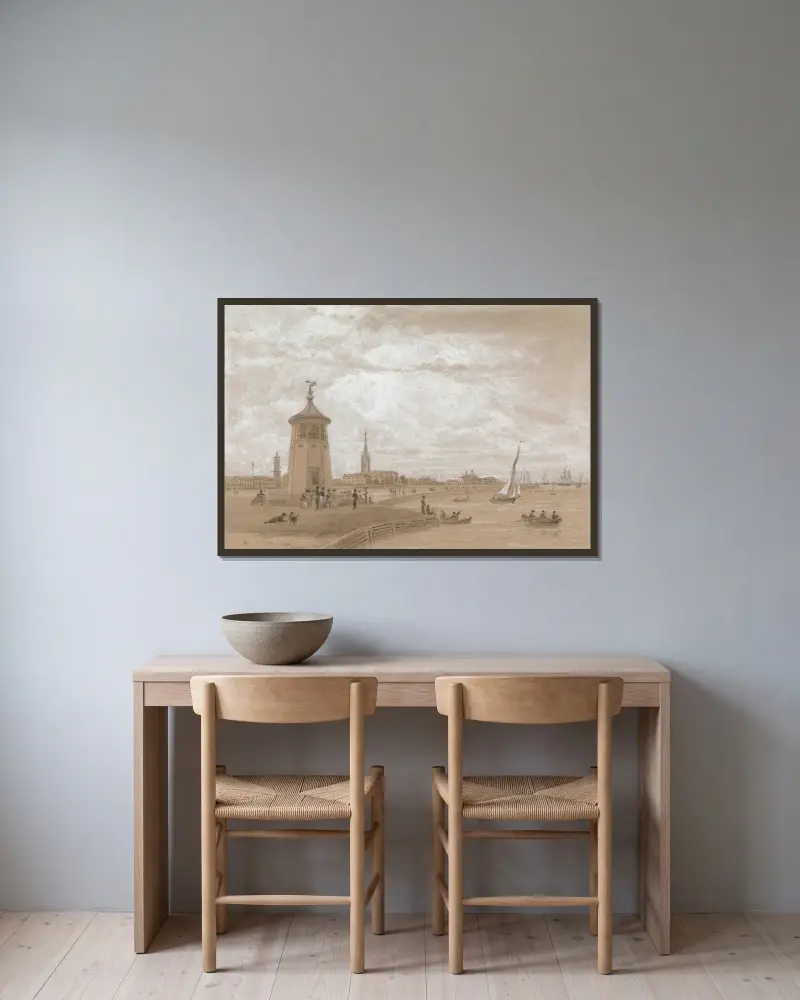 Harwich, Essex av William Daniell inramad på en vägg