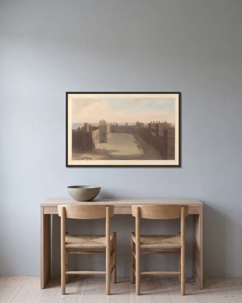 Fyrkanten, Windsor Castle – utsikt från Round Tower av William Daniell inramad på en vägg