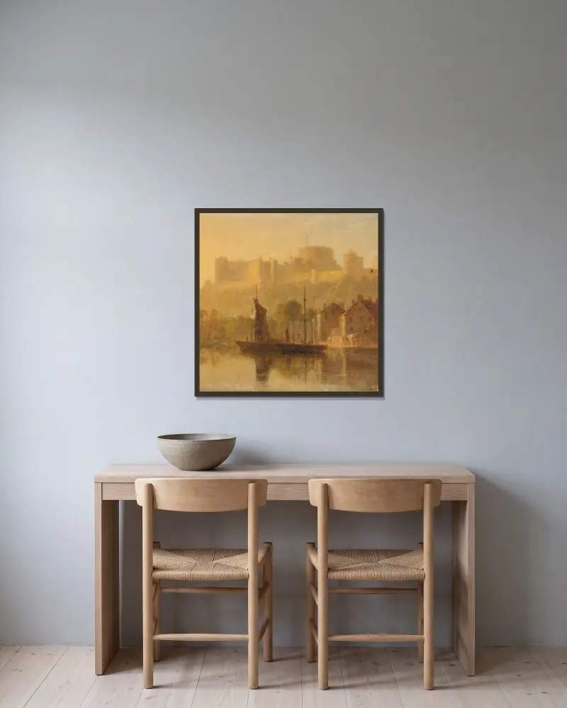 Windsor Castle von der Themse von William Daniell gerahmt an einer Wand