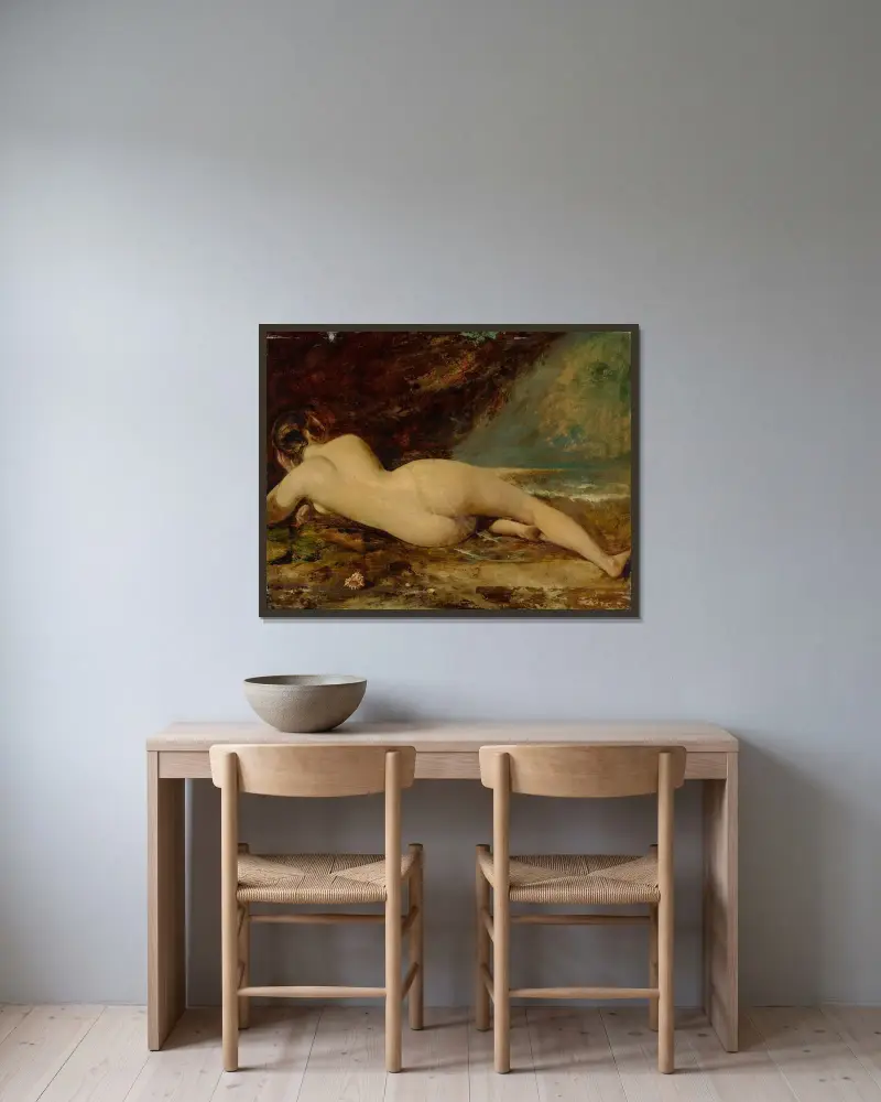 Ariadne av William Etty inramad på en vägg