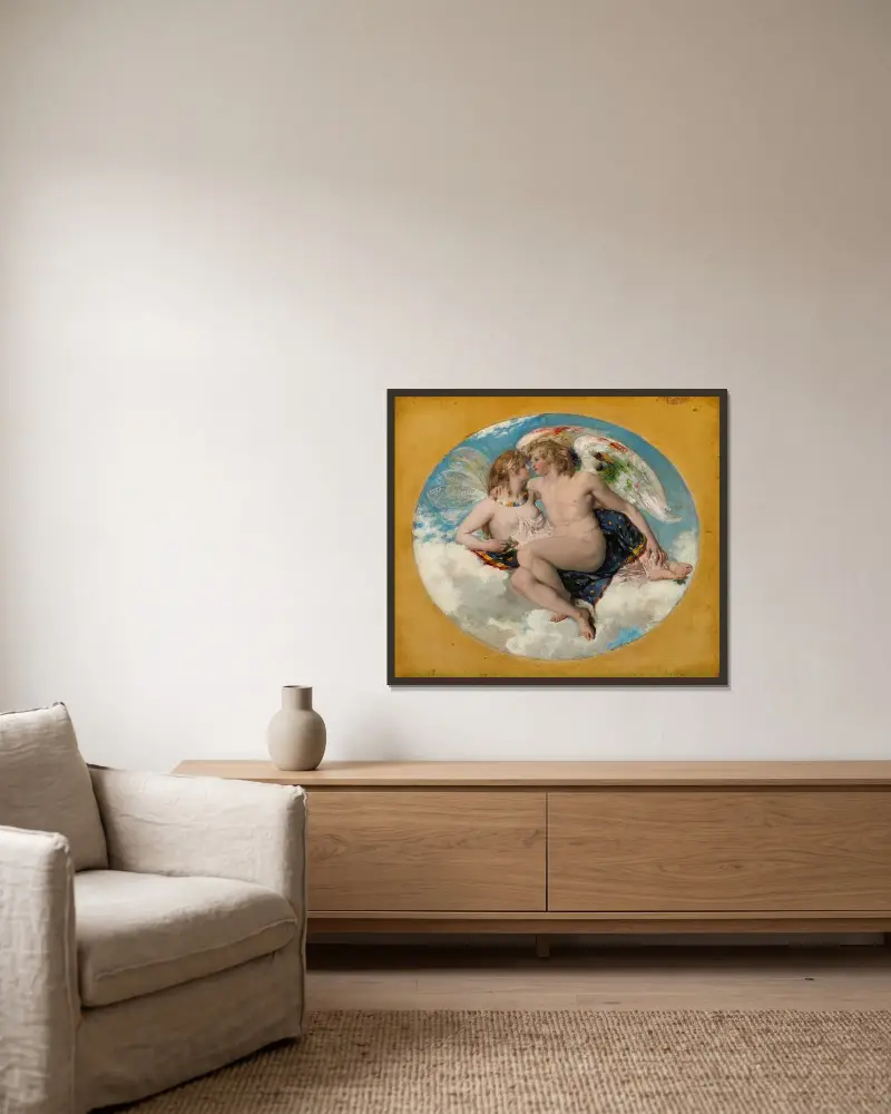 Amor och Psyche av William Etty inramad på en vägg