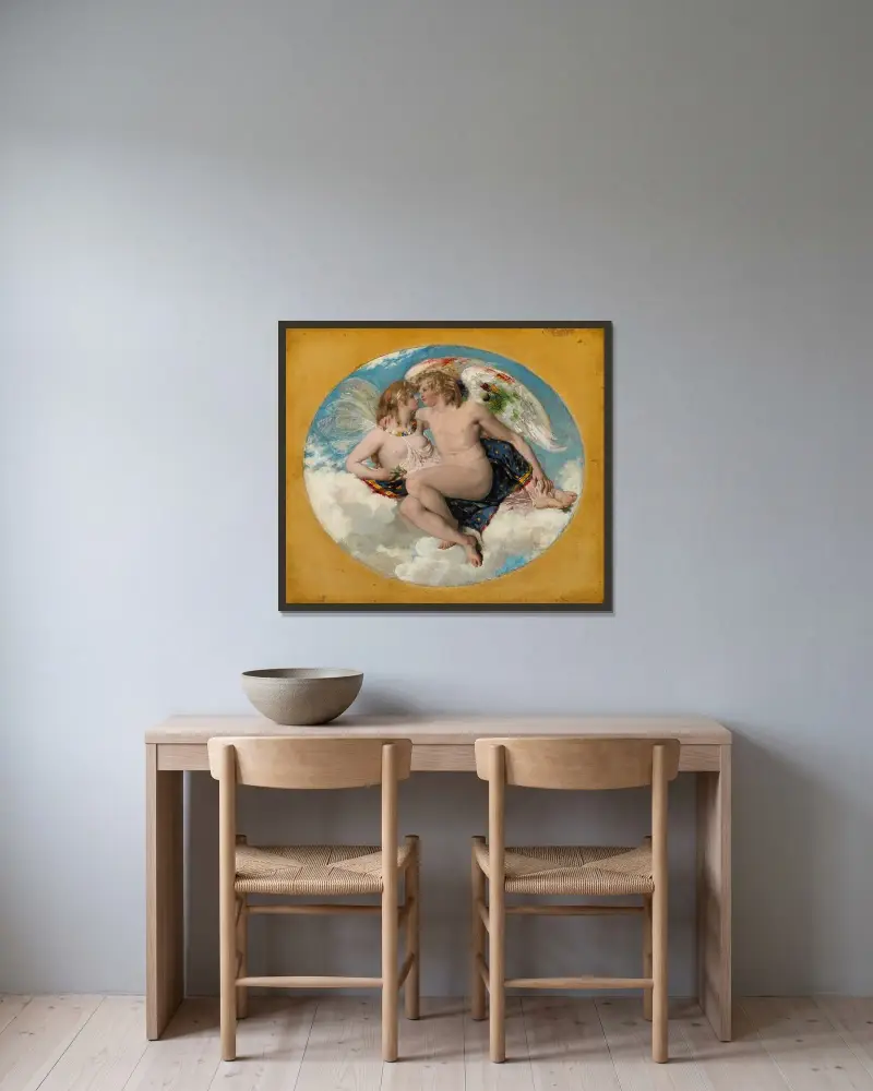 Amor och Psyche av William Etty inramad på en vägg