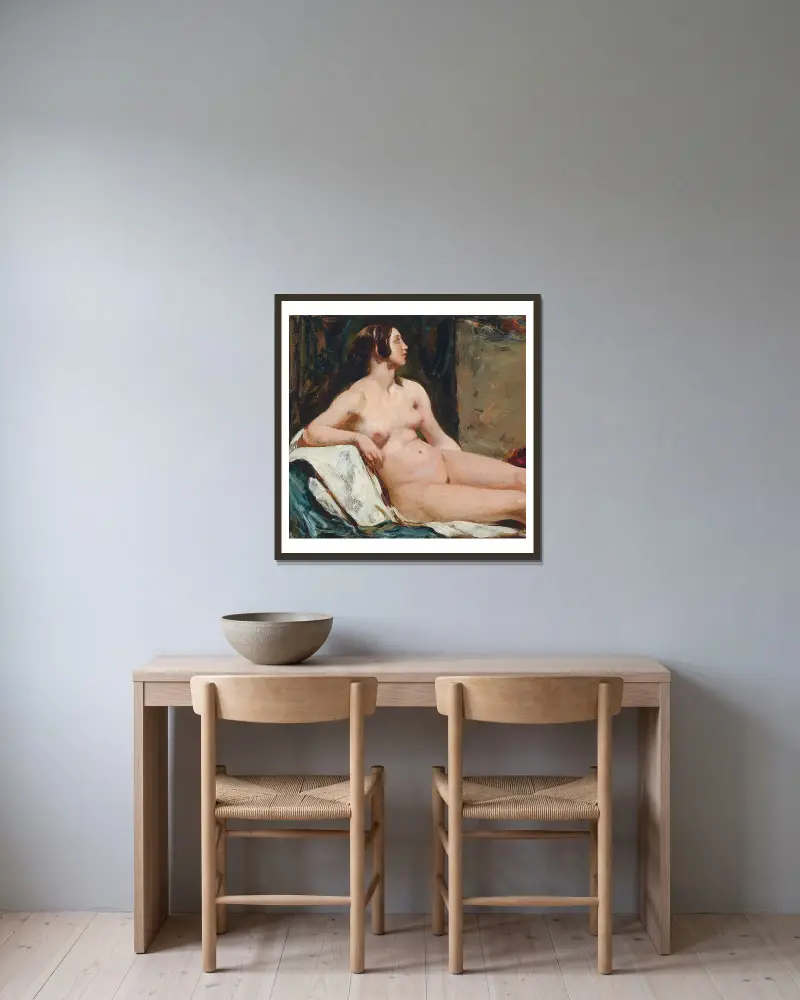 Weiblicher Akt von William Etty gerahmt an einer Wand