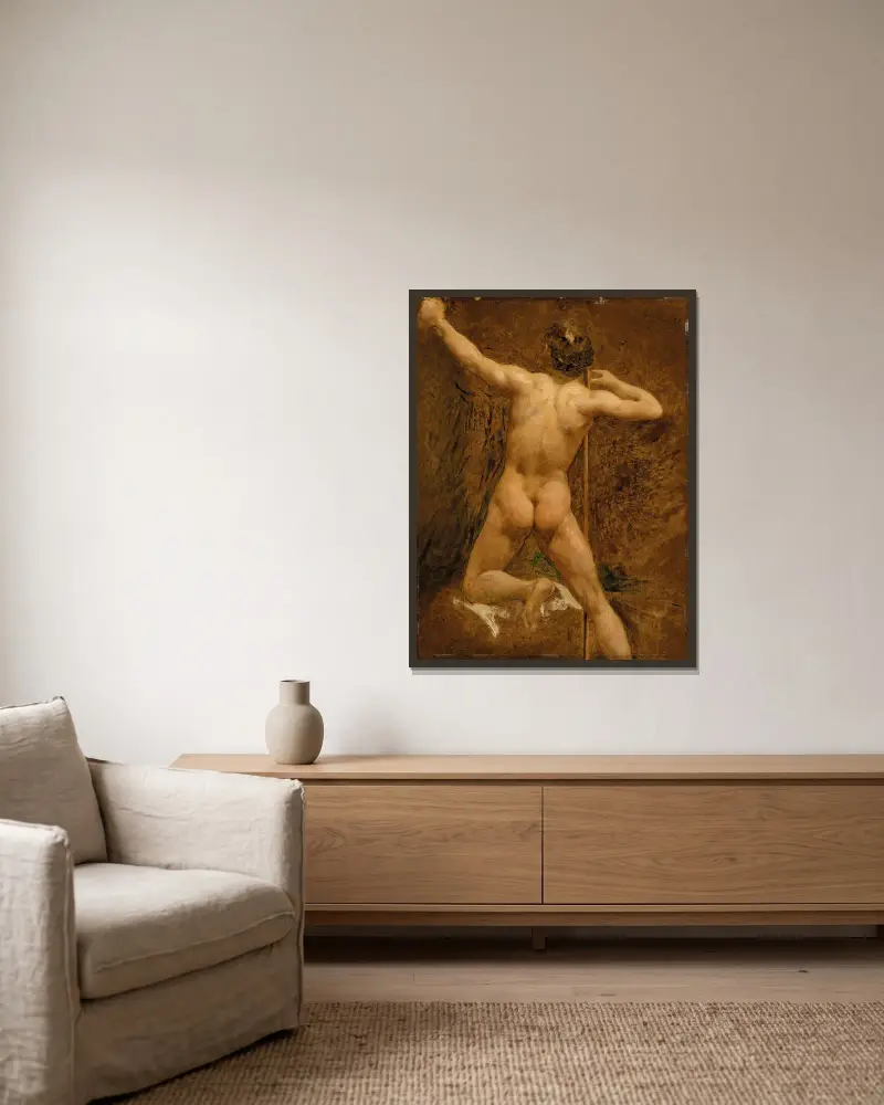 Männlicher Akt – Nr. 1 von William Etty gerahmt an einer Wand